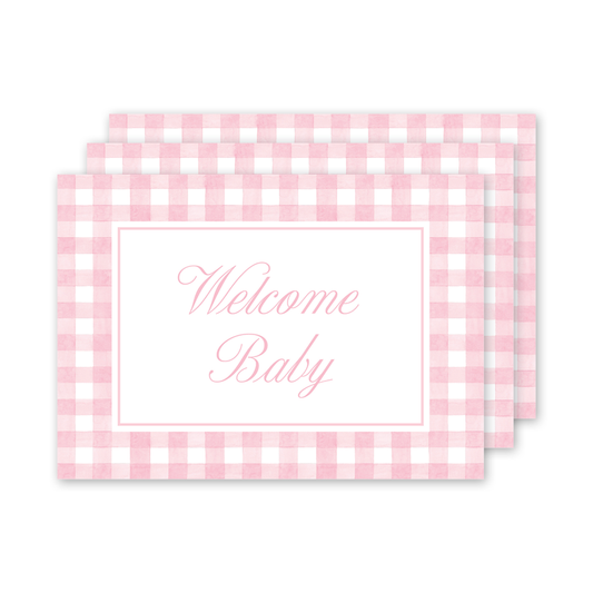 Pink Milestone Cards sized 5 x 7 inches on Mohawk Eggshell White Paper, Packaged in a Custom Envelope. Artist Name: Shanna Masters