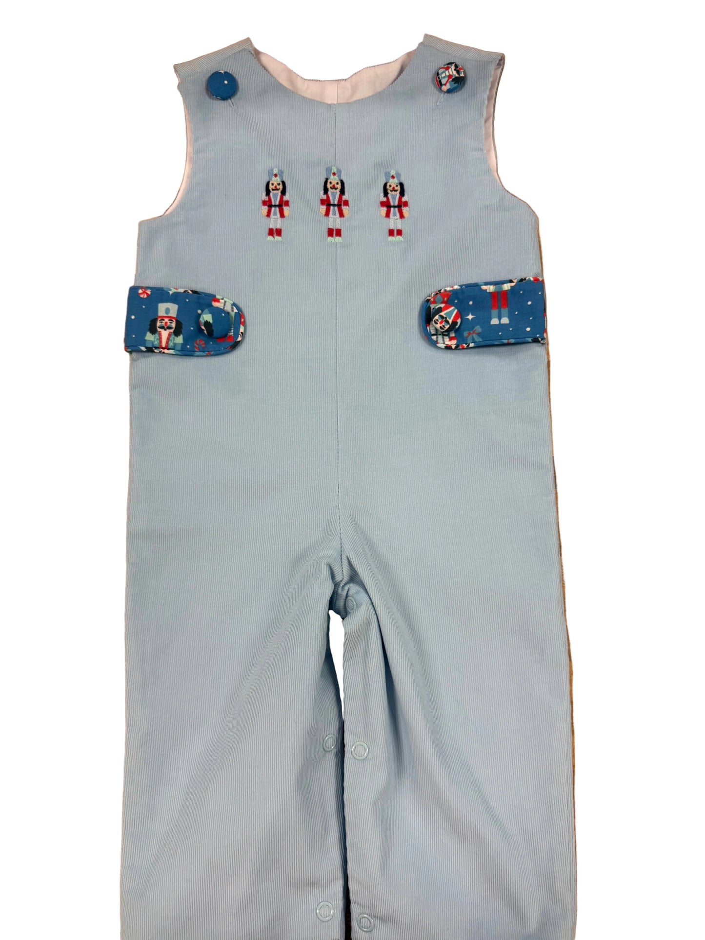Blue corduroy longall with nutcracker design 