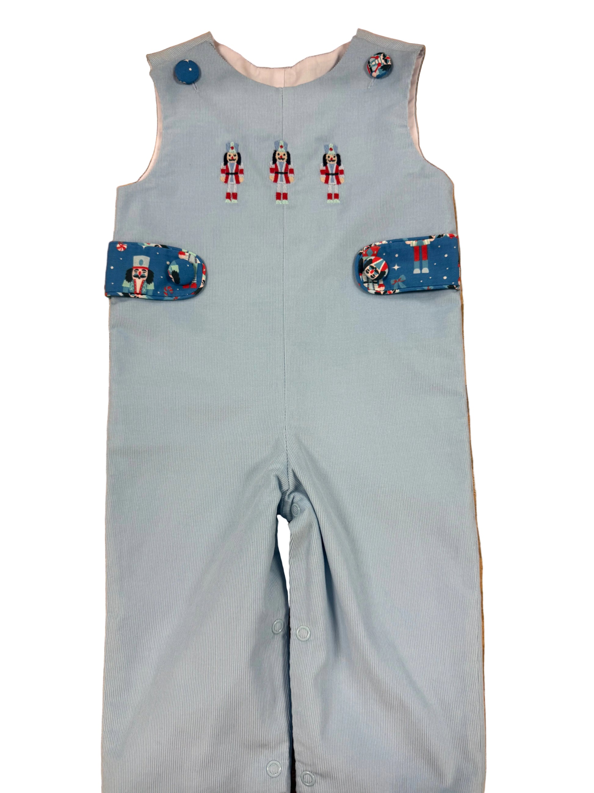 Blue corduroy longall with nutcracker design 