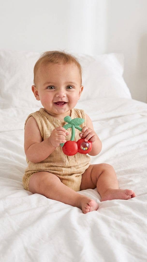Cherry Bitzy Shake™ - Silicone Teether with Rattle