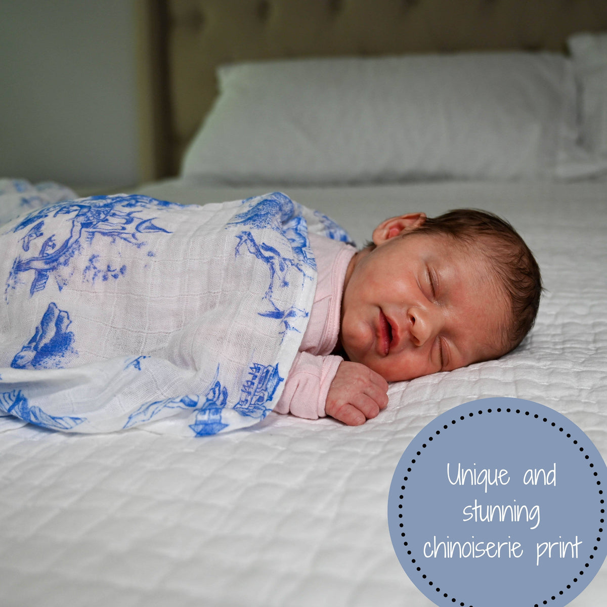 Baby Muslin Swaddle Blanket 47x47 Chinoiserie