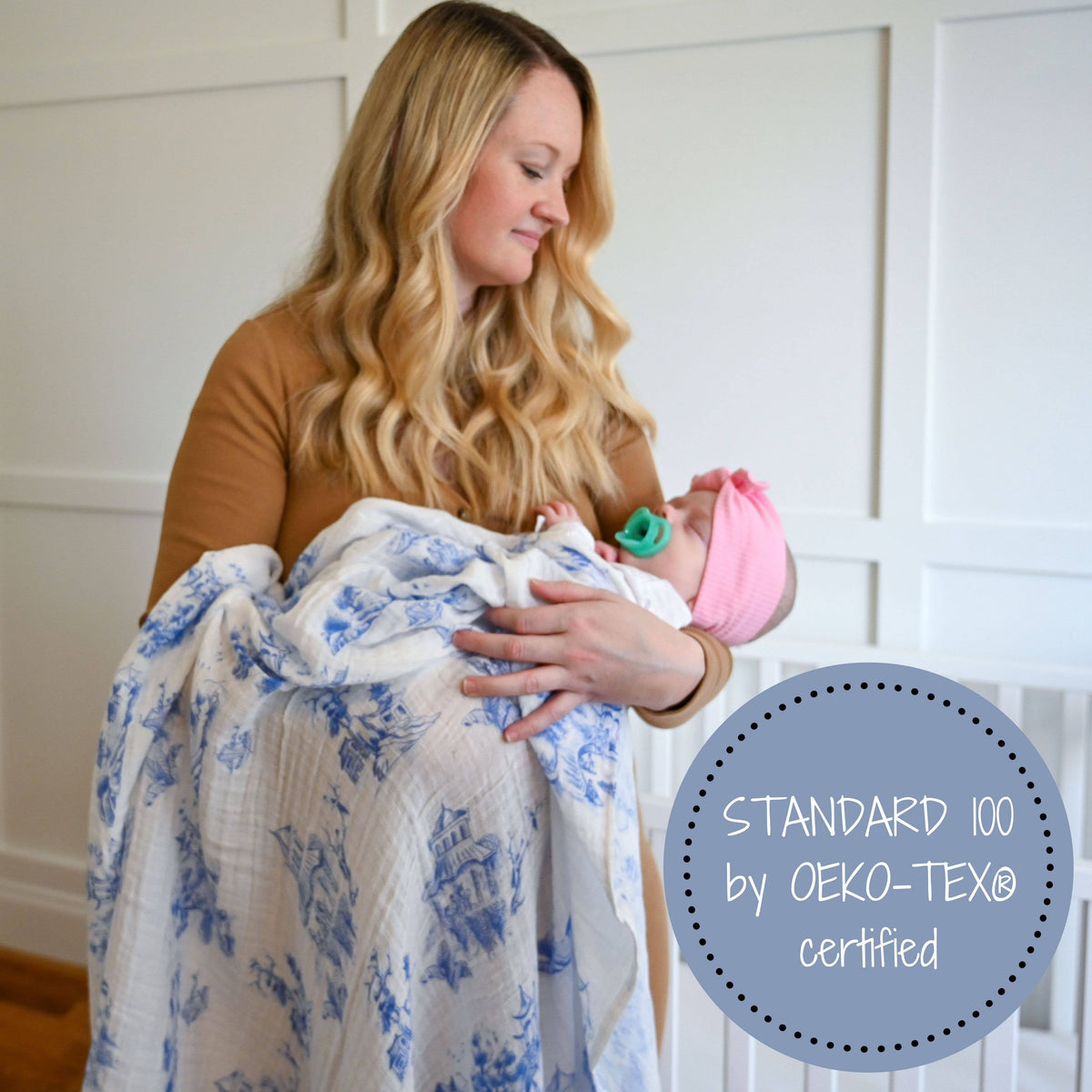 Baby Muslin Swaddle Blanket 47x47 Chinoiserie