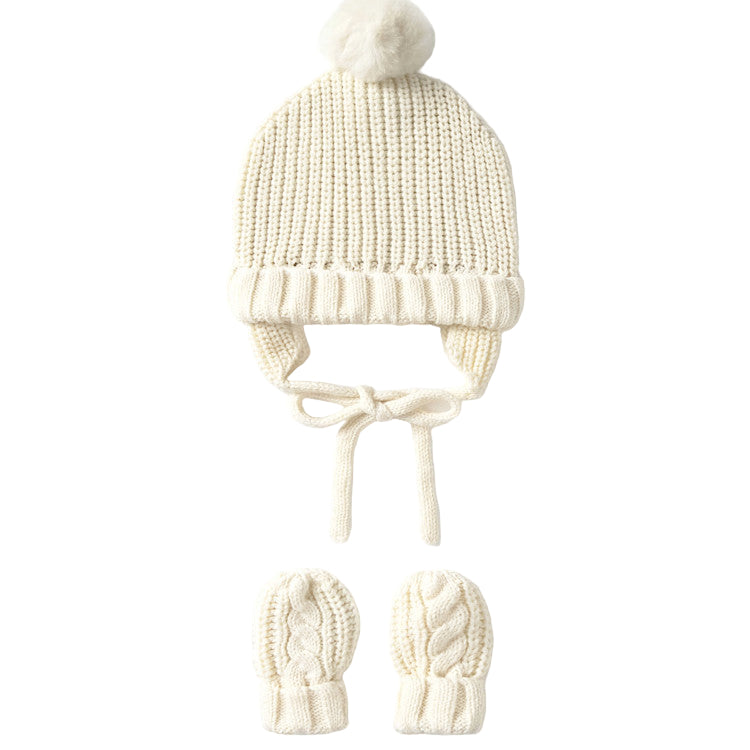 Newborn Hat w/tie and Mitten Set