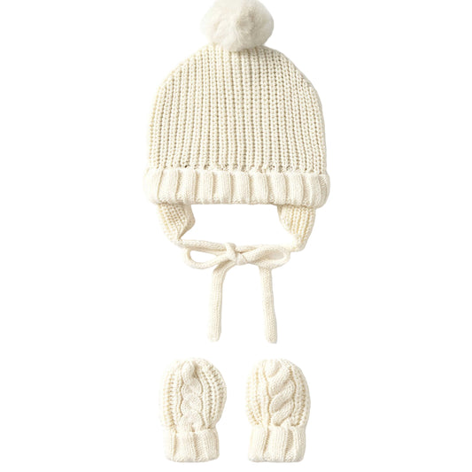 Newborn Hat w/tie and Mitten Set