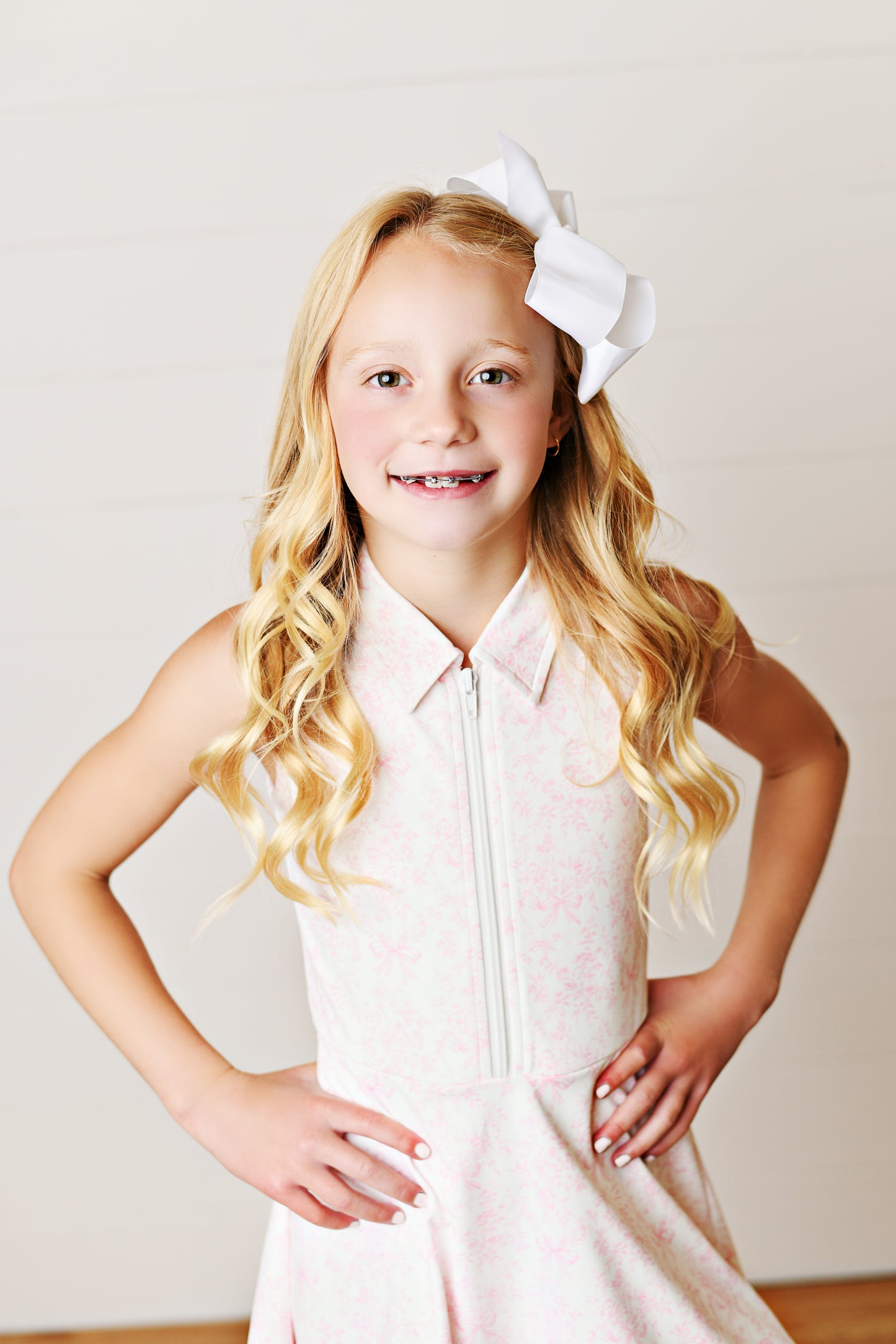 Pink white toile sleeveless tennis dress
