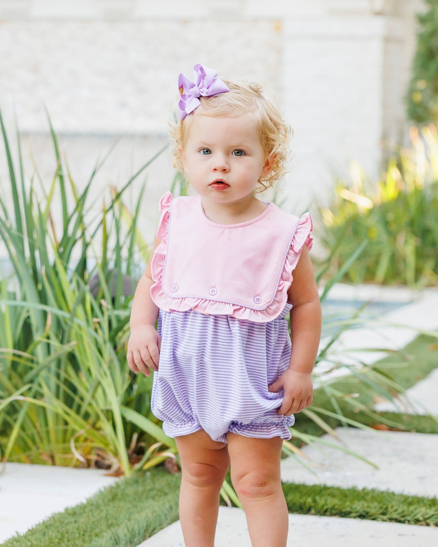 ** PRE-ORDER ** Amelia Bubble- Pink and Lavender Stripe