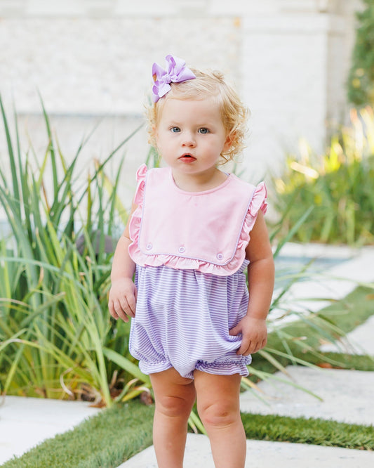 ** PRE-ORDER ** Amelia Bubble- Pink and Lavender Stripe