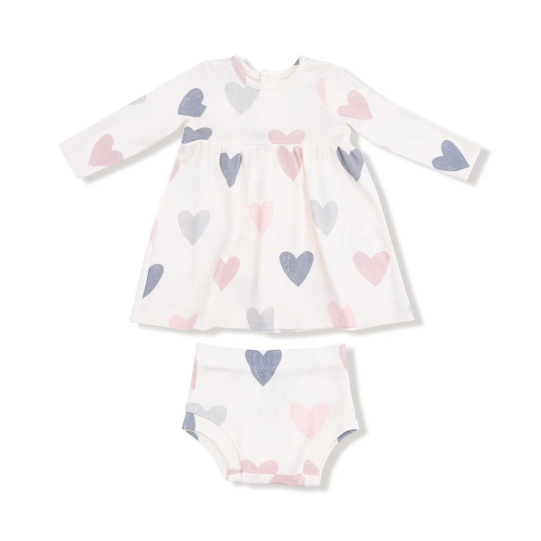 Hearts Modal Rib Simple Dress and Bloomer set