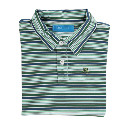 Striped Performance Polo - Forest