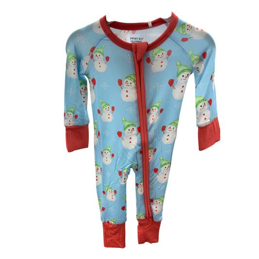 Snowmen On Blue Zipper Onesie