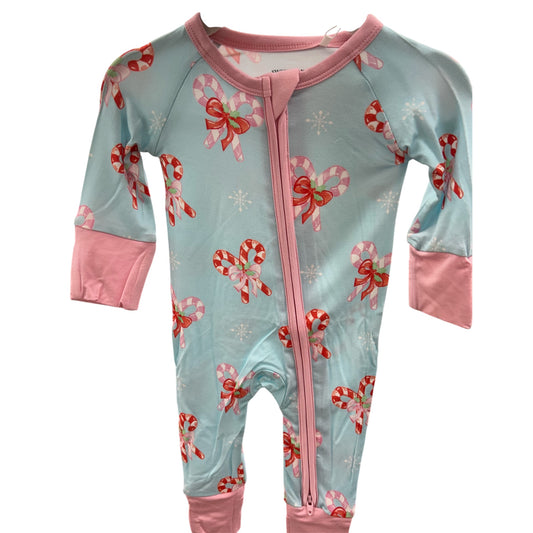 Candy Cane Bows Zipper Onesie