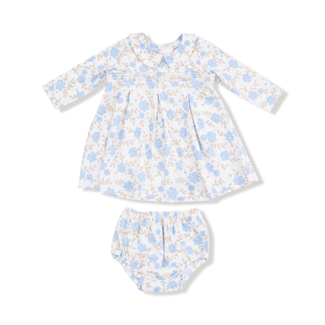 Baby Blue Floral LS Dress & Bloomer Set