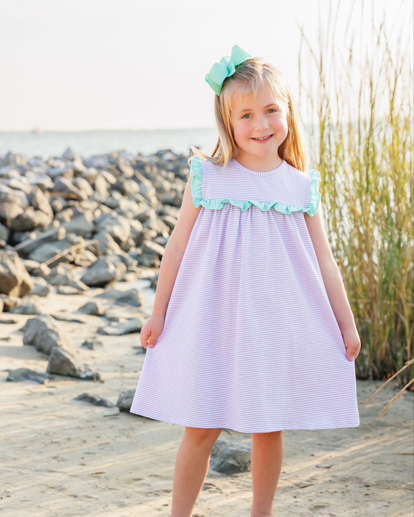 ** PRE-ORDER ** Bella Dress Lavender Stripe and Mint