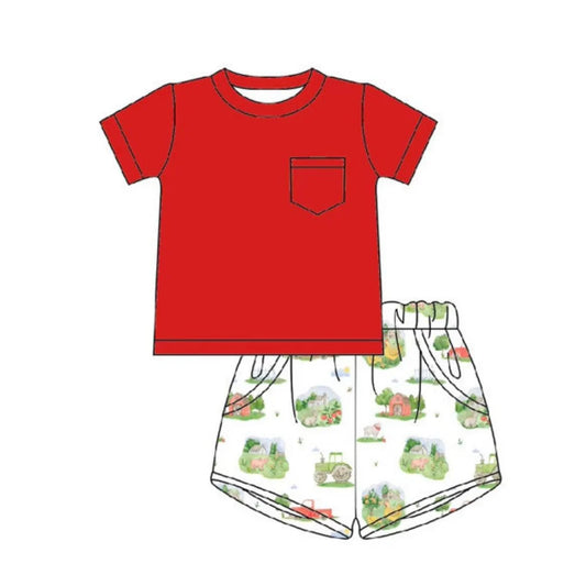 ** PRE-ORDER ** Trucks and Tractors Toile Polo and Short Set