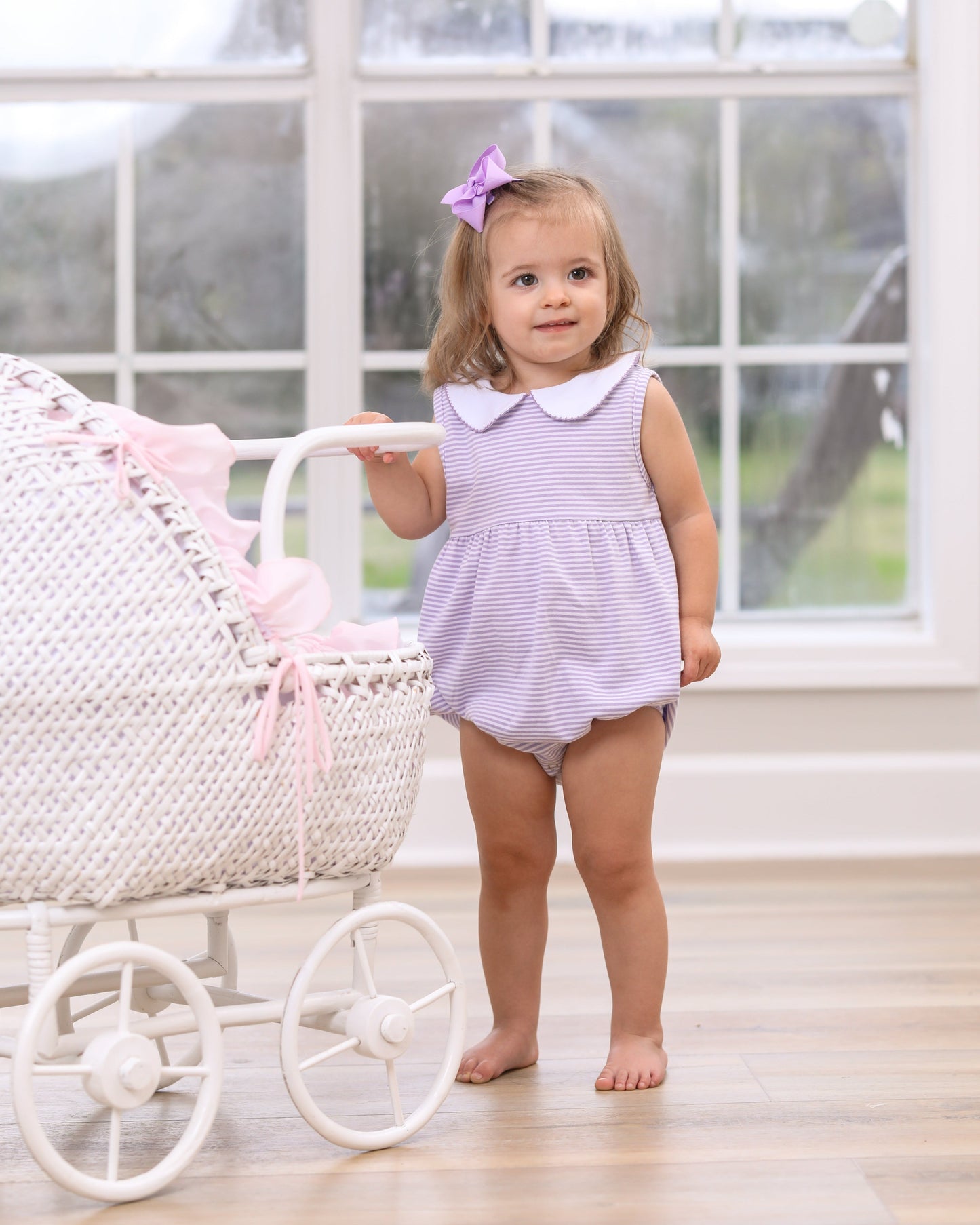** PRE -ORDER ** Charlotte Sleeveless Bubble- Lavender Stripe