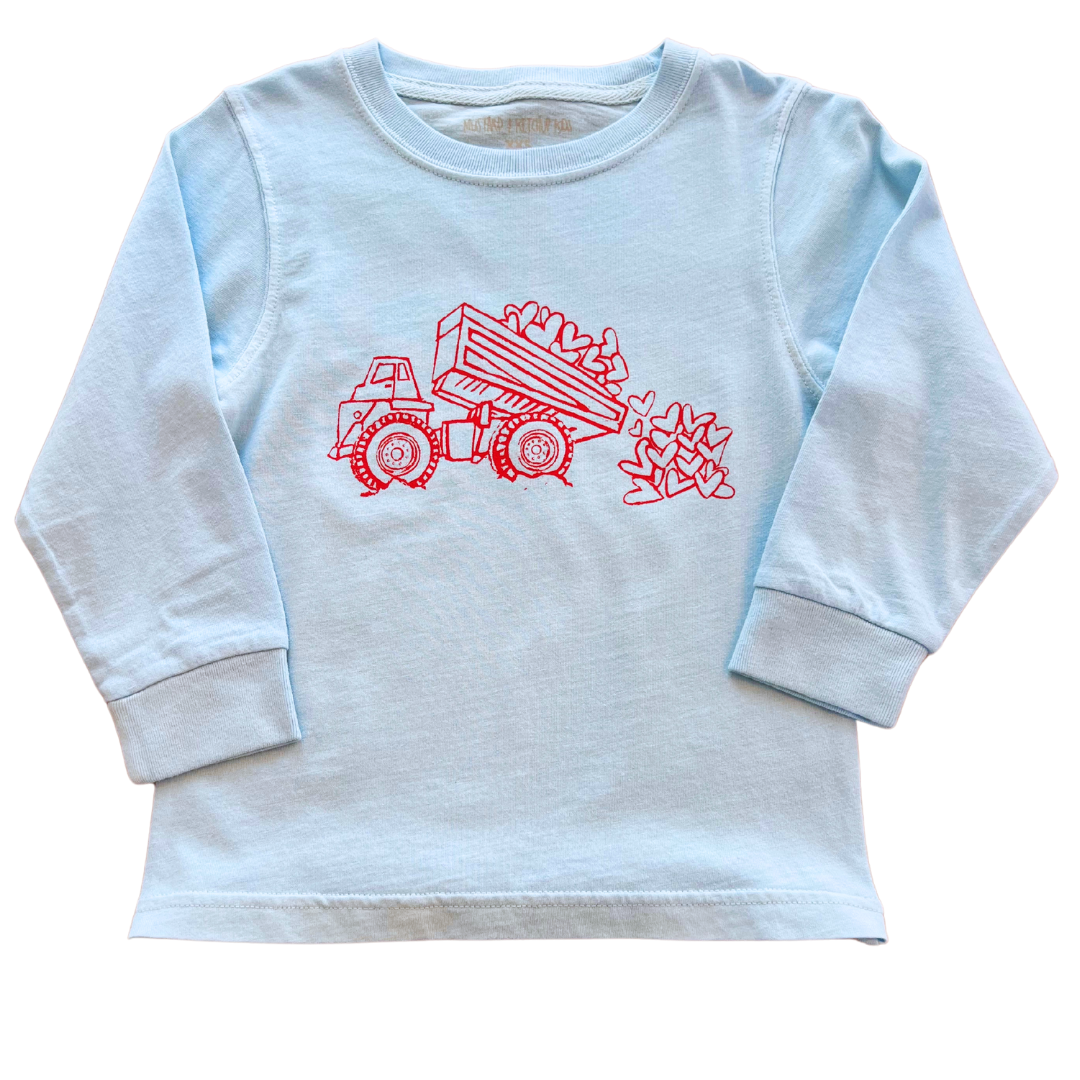 Valentine Dump Truck LS Shirt - Lt. Blue