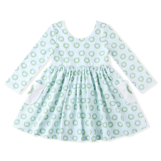 Wreath Embroidery Pocket Dress