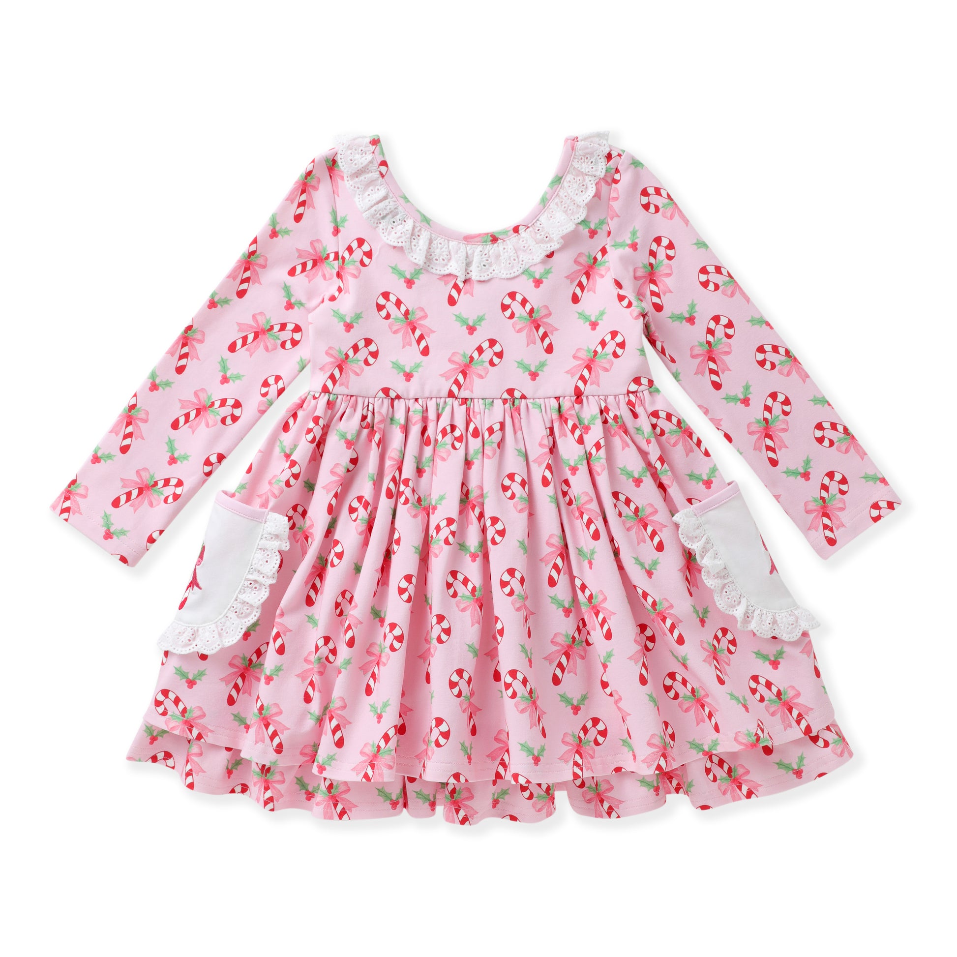 Candy Cane Dress with embroidered Pockets 