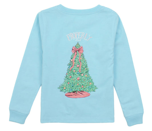 Girls Merry And Bright LS Powder Blue