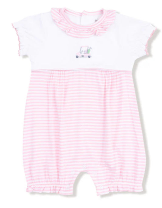 Baby Golf Carts - Pink
Ruffle Collar Romper with Piping and Picot