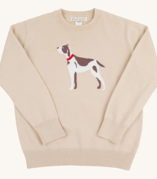 Isaac's Intarsia Sweater -Osprey Oatmeal with Dog Intarsia