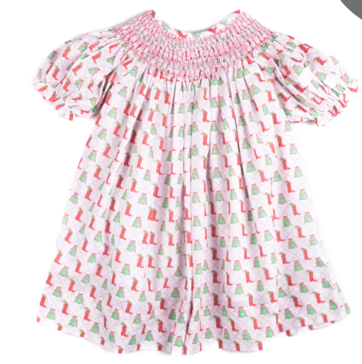 Cowboy Christmas Smocked Dress