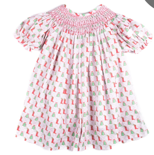 Cowboy Christmas Smocked Dress