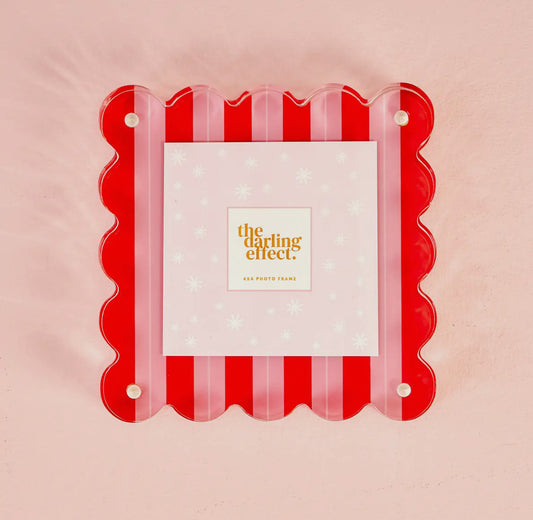 Square Scalloped Acrylic Frame - Peppermint Stripes