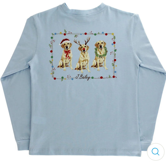 Christmas Labs on Light Blue