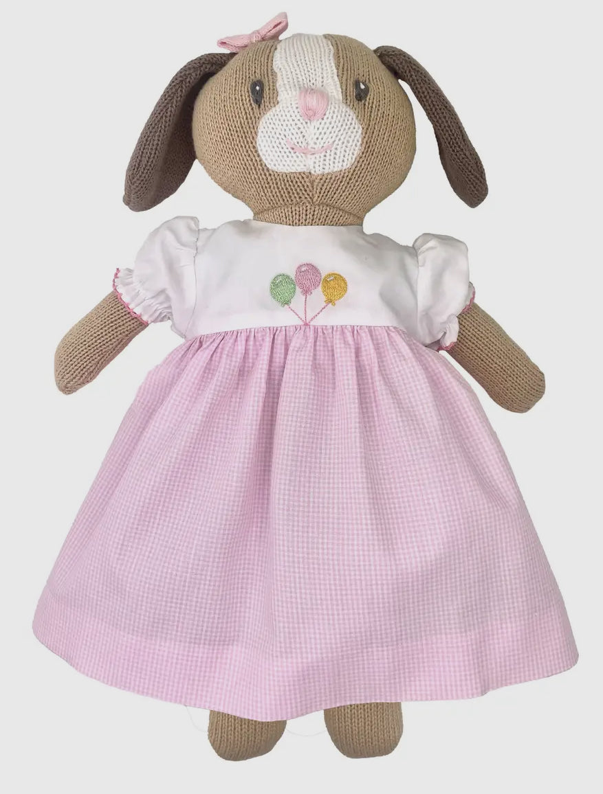 Knit Dog Doll with Birthday Dress