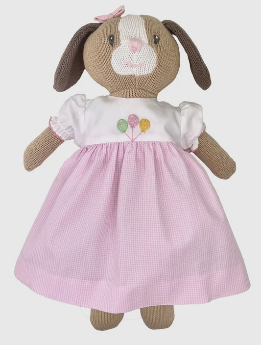 Knit Dog Doll with Birthday Dress