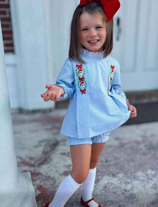 Santa Embroidered Bloomer Set