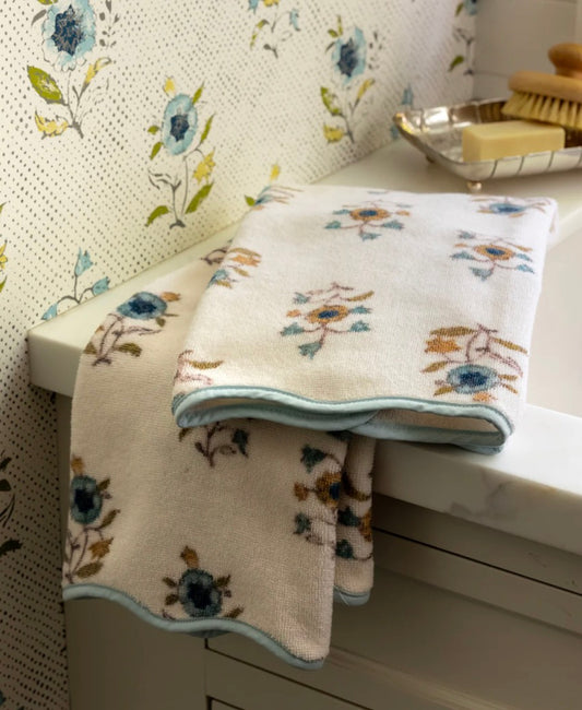 Leah O'Connell x Weezie Floral Scallop Hand Towels (pair)