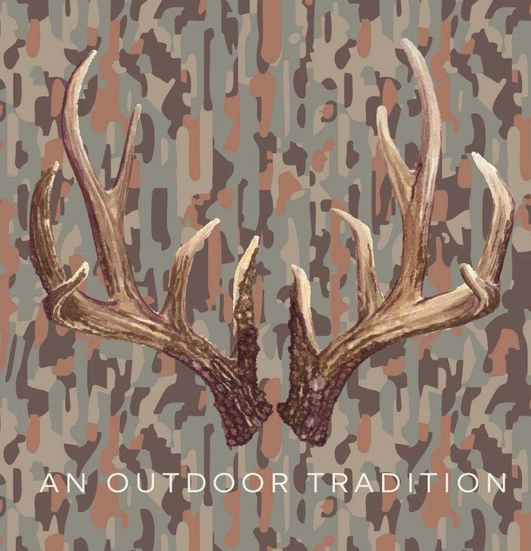 Boys' Pro Performance Hoodie T-shirt in Neutral Camo with Deer Antlers