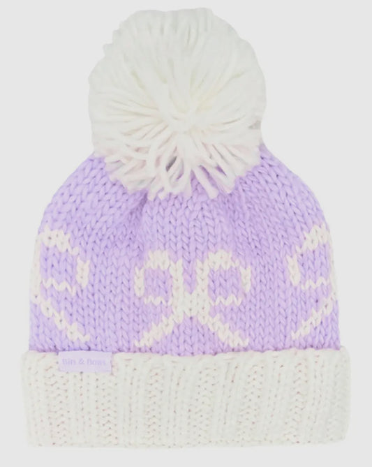 Lavender Bows Bobble Hat
