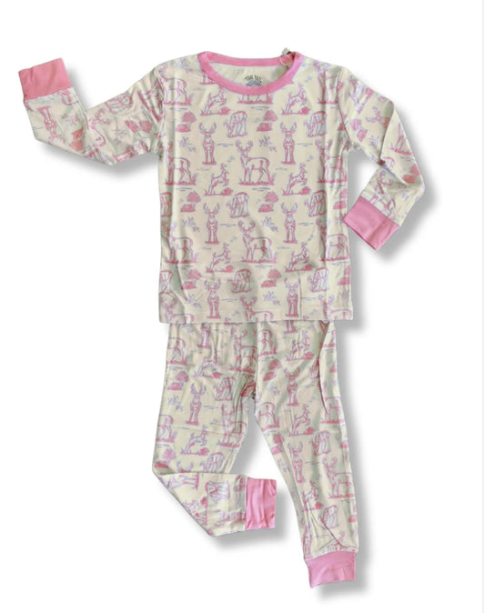 Backwood Bucks Pink Two Piece Pajama