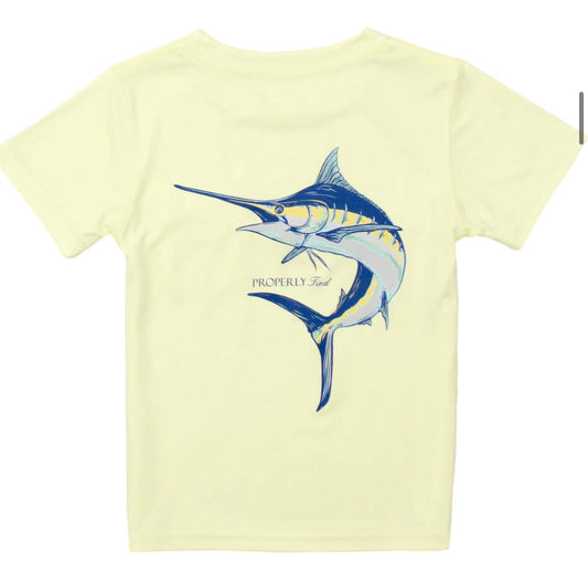 Boys Performance Tee SS Blue Marlin Light Yellow