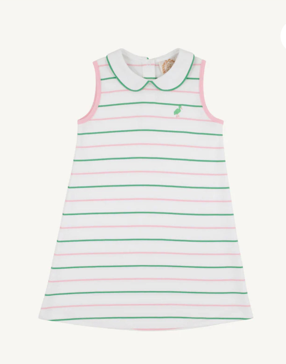 Sleeveless Maude's Peter Pan Collar Dress - Tradd Street Stripe with Pier Party Pink