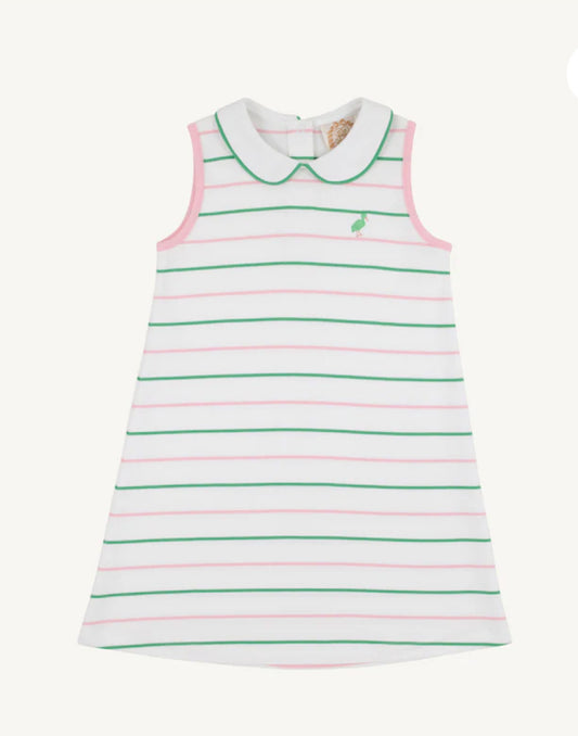 Sleeveless Maude's Peter Pan Collar Dress - Tradd Street Stripe with Pier Party Pink