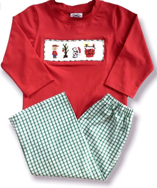 Christmas Friends Smocked Pant Set