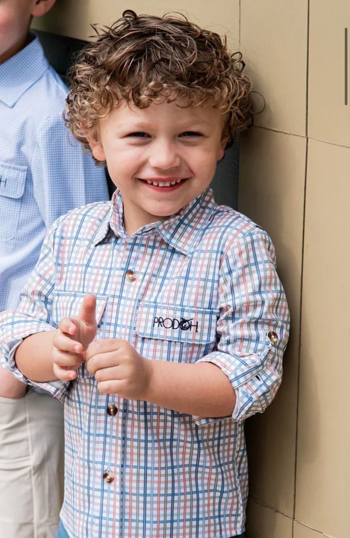 Boys' Long Sleeve Founders Kids Fishing Shirt in Sullivans Island Arona Blue Plaid