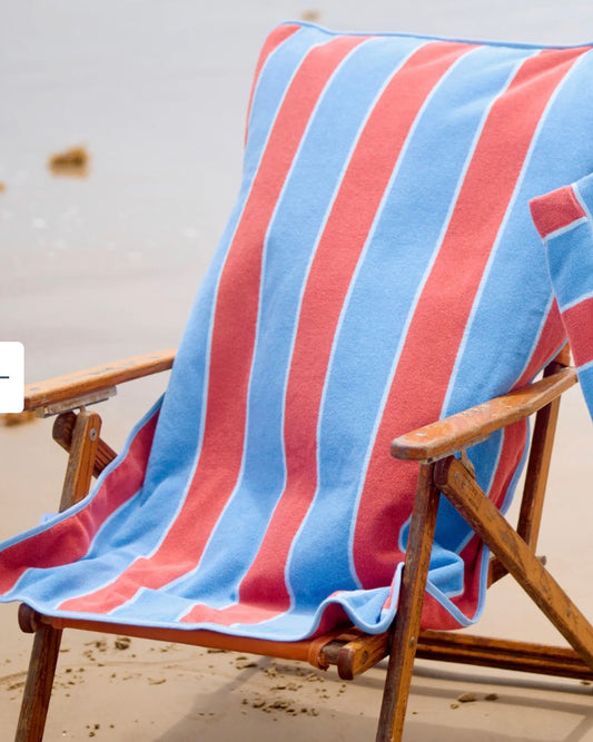 Red blue Striped towel beach chair cover 
