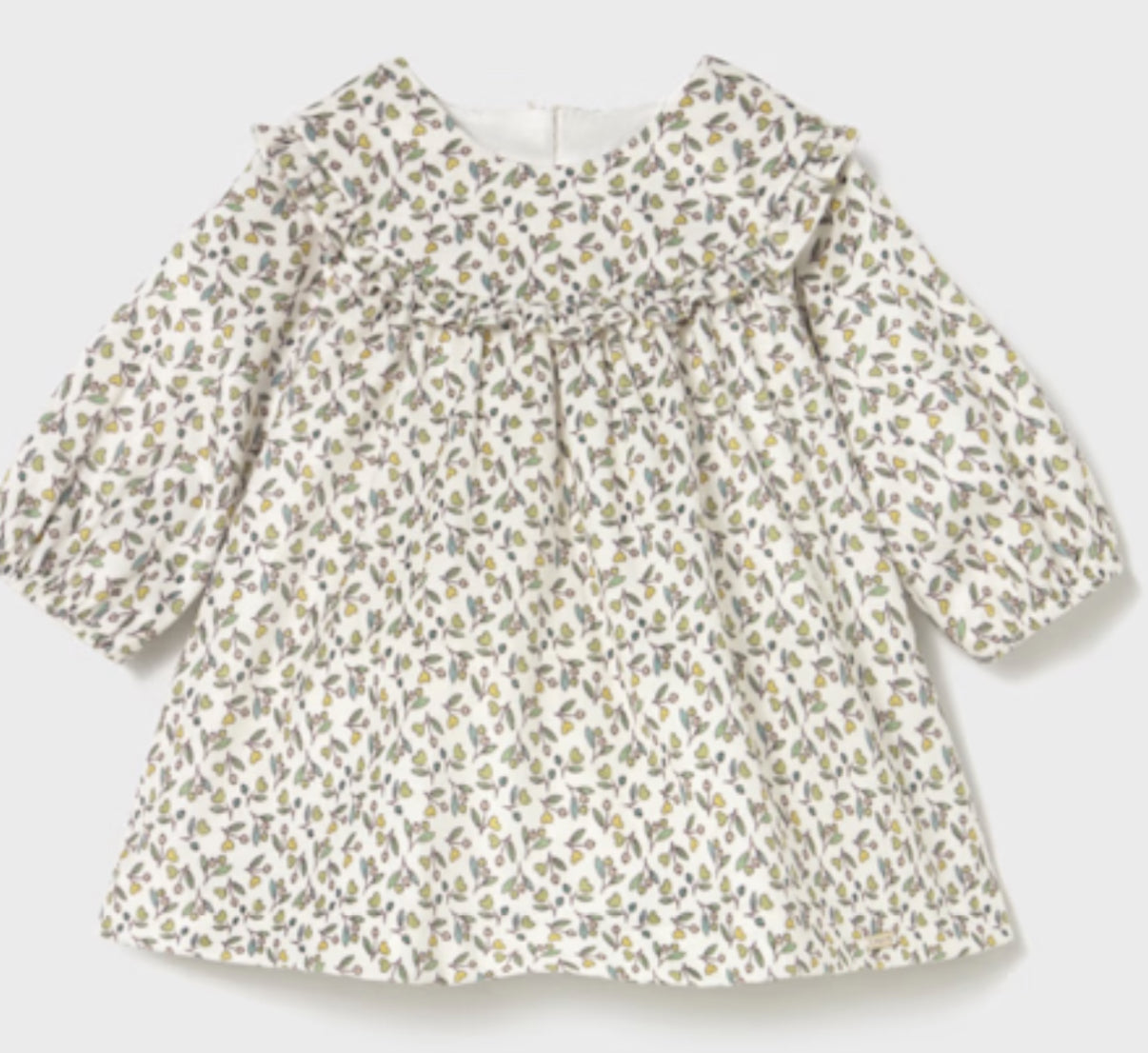 Girl Printed Velvet Dress -Green