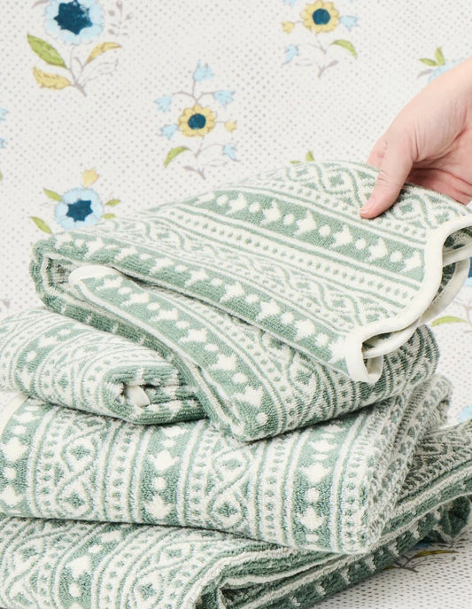 Leah O'Connell x Weezie Patterned Scallop Hand Towels (pair) -Georgia
