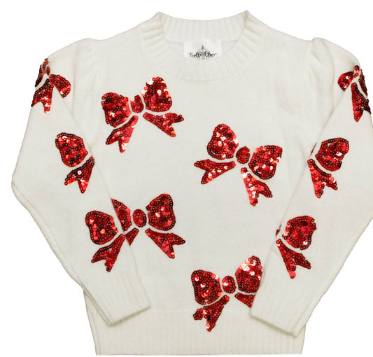 Red Bows Cream Sweater