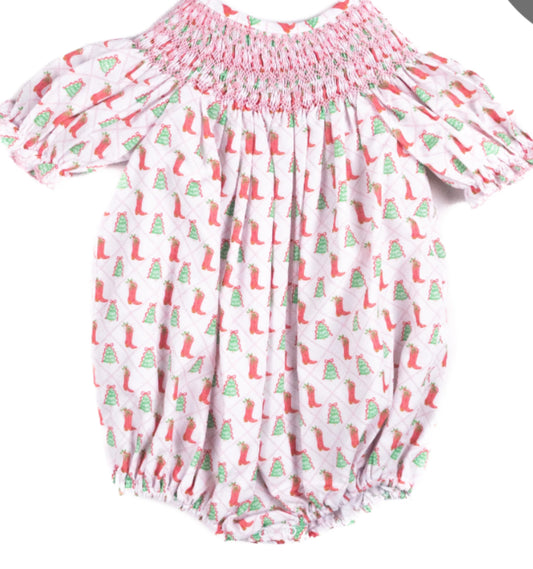 Cowboy Christmas Smocked Bubble