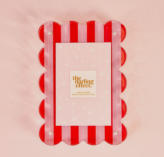 Rectangle Scalloped Acrylic Frame - Peppermint Stripes