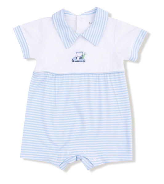 Baby Golf Carts - Blue Stripe
Polo Shortie with Contrast
