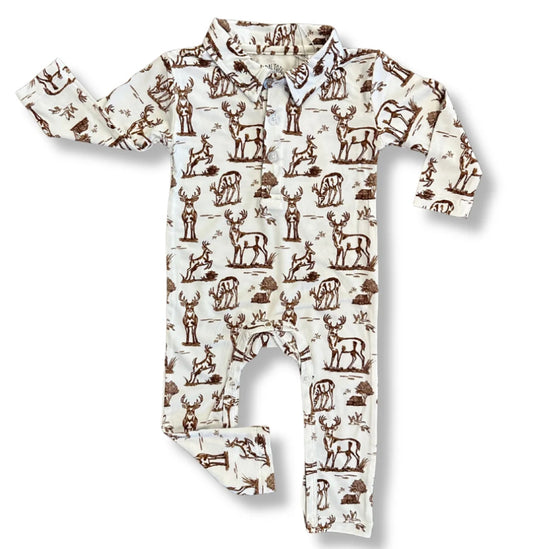 Backwoods Bucks Brown Polo Romper