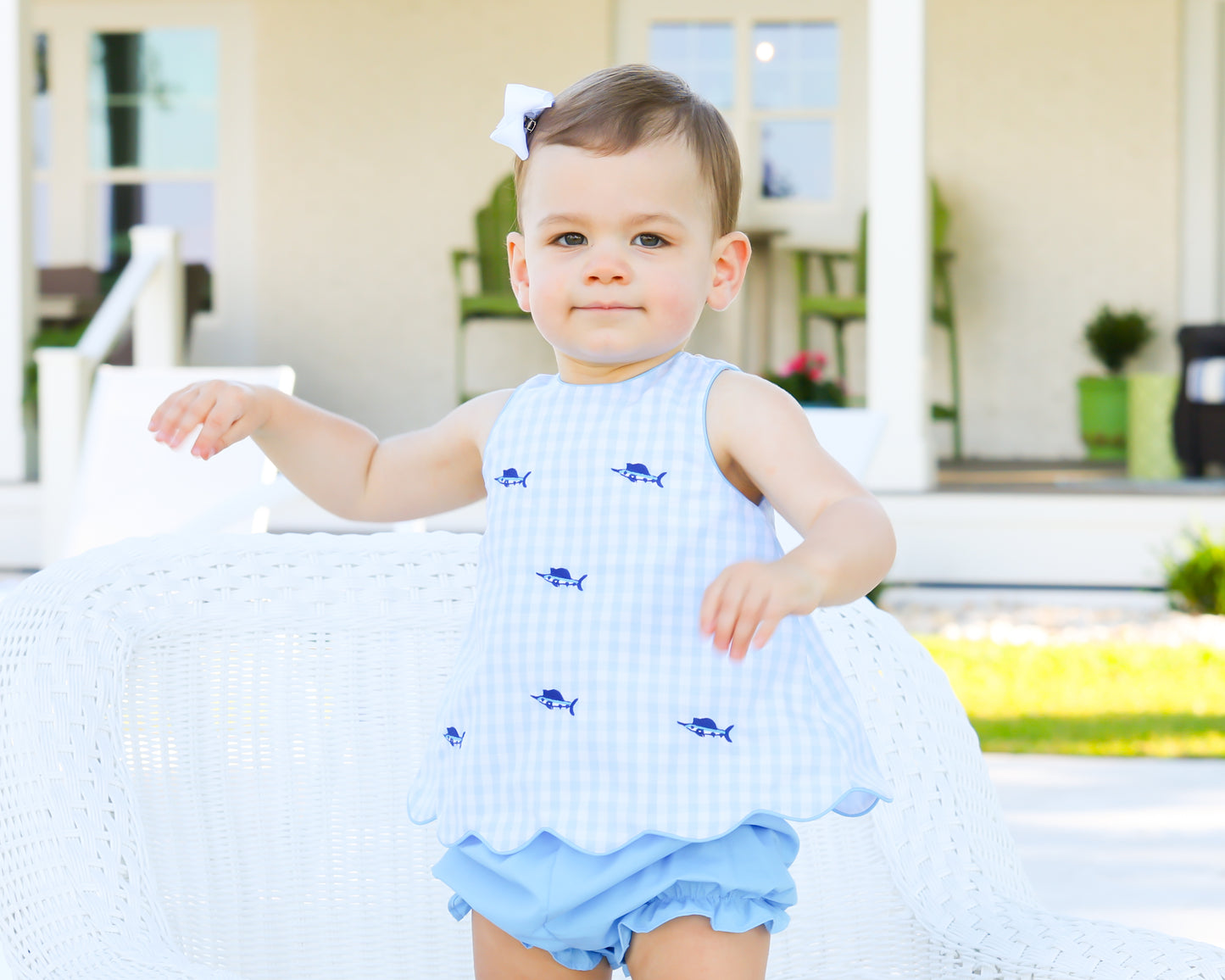 Blue Marlin Scalloped Bloomer Set